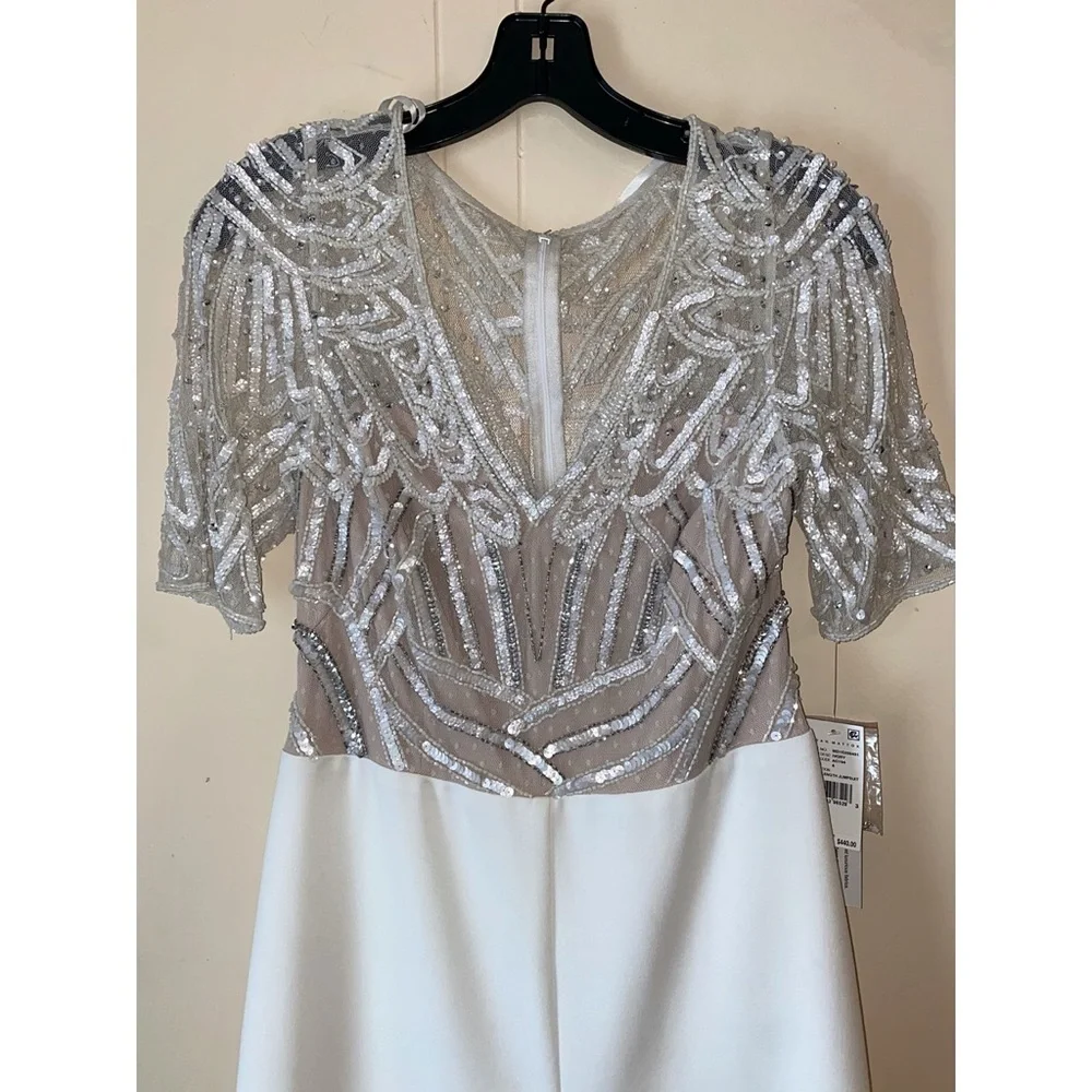 Aidan Mattox Ivory White Sequin Embellished Jumpsuit